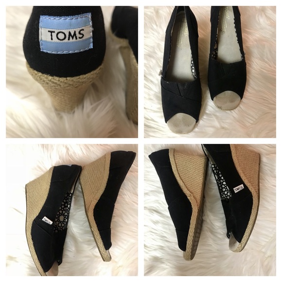 Toms Shoes - TOMS black wedges - lightly worn